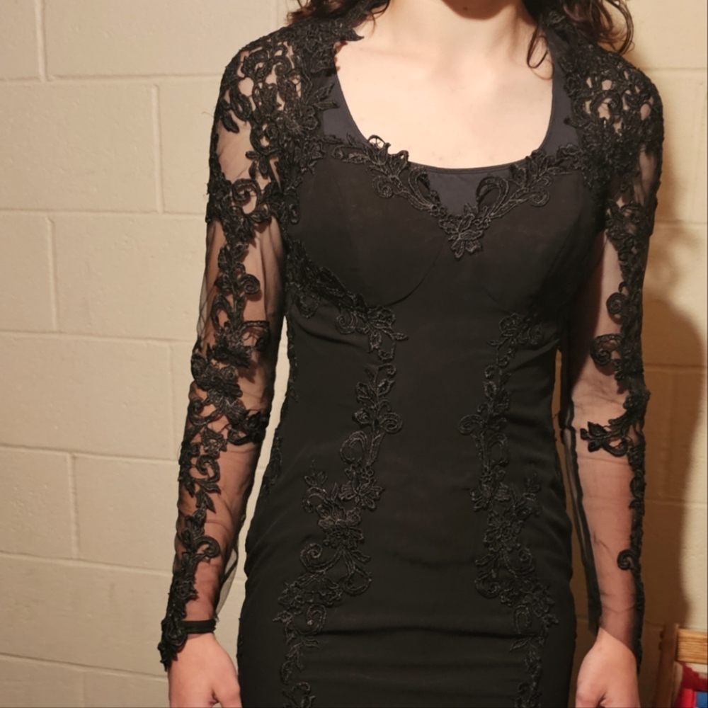 Black lace formal dress/ wedding dress